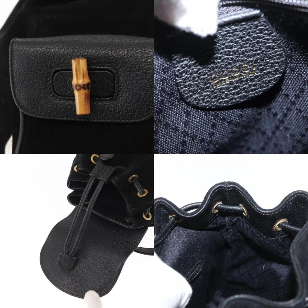 GUCCI Bamboo Backpack Suede Black Gold 003 1956 0030 Auth 155694 - Picture 15 of 15